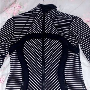 LuluLemon black & white striped athletic jacket 💕